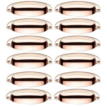 Imagem de Kit 12 Puxador Concha Provençal Paris Rose Gold Para Gaveta Móveis - R