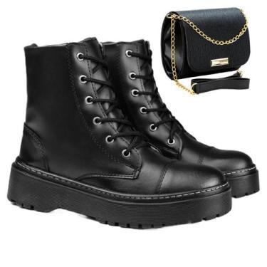 Imagem de Bota feminina de cano alto para o inverno Coturno e Bolsa - VRSTORE, 3