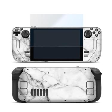Imagem de Capa de decalque Skin Wrap para Steam Deck Adesivo protetor de tela de vidro HD de uma peça para PC portátil de jogos (branco)