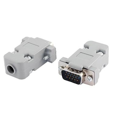 Imagem de uxcell A15072800ux0846 Casco de capô D-SUB DB15 15 pinos macho extremidade de fio de solda VGA conector VGA (pacote com 2)