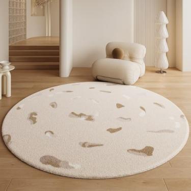 Imagem de HJZSZX Tapete redondo para sala de estar, quarto, cabeceira, macio, fofo, tapete para pés, grande área, decoração para casa, tapetes de chão, DD483, YD, A, diâmetro 160 cm