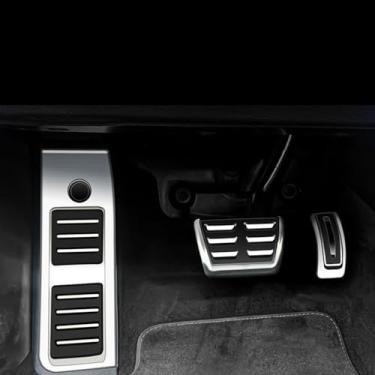 Imagem de Pedal de freio e gás de carro material de aço inoxidável antiderrapante capa de pedais de acelerador pedal de transmissão de veículo adequado para Audi Q7 Q8 2016-2024 acessórios interiores (3 peças
