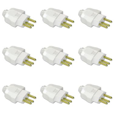Imagem de Kit Plugue Macho 2P+T 20A 250Vca Branco 100 peças