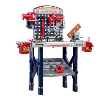 Imagem de Bancada de Ferramentas Infantil Interativa, Kit de Ferramentas com Mesa de Trabalho, Azul e Vermelho