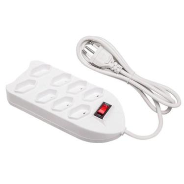 Imagem de Régua de Tomadas 8 Saídas com Cabo 2m Perfeita para Casa - BIVOLT