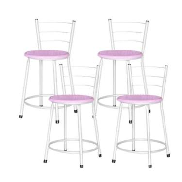 Imagem de Jogo 4 Banqueta Baixa Ratan Branca Retro - Lamar Design, Lilás