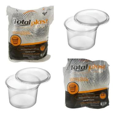 Imagem de Pote Redondo vasilha marmita c/ tampa transparente geladeira bolo no p