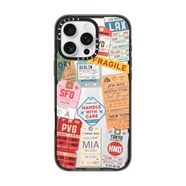 Imagem de CASETiFY Capa Impact para iPhone 16 Pro Max [Fina/2,5 m. Proteção contra quedas de grau militar 4X/Compatível com carregamento sem fio] - Airtags - Preto transparente