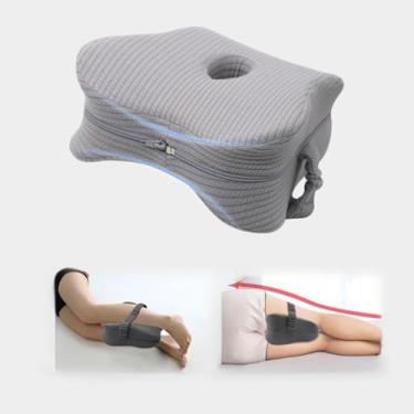 Imagem de Travesseiro de perna e joelho para pessoas que dormem de lado, travesseiro ergonômico calmante para pernas, travesseiro de perna de espuma viscoelástica para dormir de lado, suporte de joelho, alívio