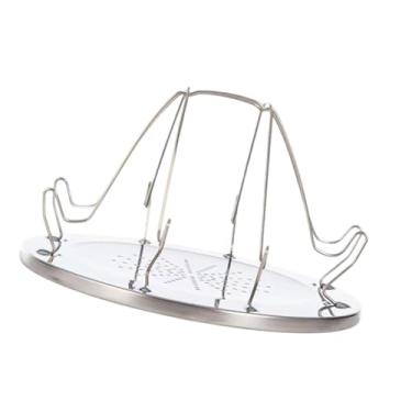 Imagem de Pegciuho Camping Toaster Rack Rack Pão portão de aço inoxidável Bandeja de torradeira dobrável para 4 fatias para a festa da reunião de família BBQ Beach
