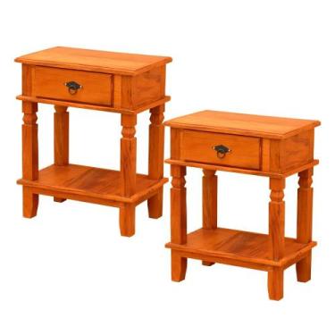 Imagem de Conjunto 2 Mesa Cabeceira 55 x 35 cm 1 Gaveta Madeira de Demolição Nat