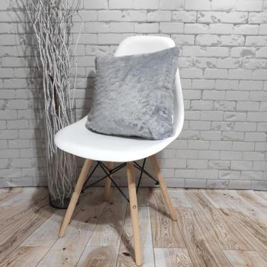 Imagem de Almofada de Pelucia Pelo Curto Cinza Decoração Para Sofá 40x40 - Novad