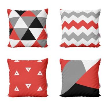 Imagem de Almofadas Decorativas Vermelhas e Geométricas Para Sofá 40x40 - Novade