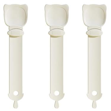 Imagem de Kit 3 Colher Alimentador De Tiras Truly Para Gatos Colher De Apertar ALimentação Úmida Pet Para Gatos Espátula Dispenser De Petisco Molhado Multifuncional De Gato (Kit Branco)