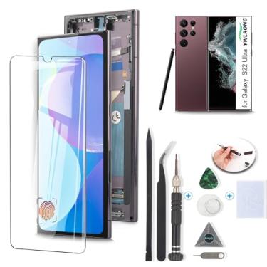 Imagem de Tela OLED para Samsung Galaxy S22 Ultra 5G Substituição de Tela para Samsung S22 Ultra 5G SM-S908U/S908U1 Tela LCD Touch Screen Digitalizador Montagem com Ferramentas (Preto, Suporte a Impressão