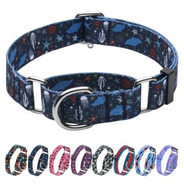 Imagem de Hikiko Coleira Martingale para cães sem fivela, coleira azul estrela-do-mar para cães pequenos, submarino, P