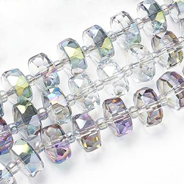 Imagem de Spritewelry 60 peças 10 mm Arco-íris Electroplat Contas de Vidro Facetado Disco Redondo Plano Heishi Contas Espaçadoras Contas de Cristal Colorido Claro para Colar Pulseira Fazer Joias Faça Você Mesmo