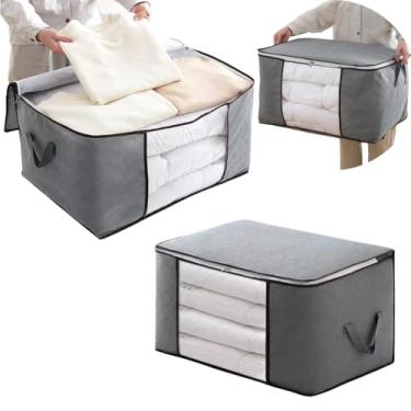 Imagem de Caixa Organizadora Multiuso TNT Zíper Flexível 60x40x35cm Armários Closet Lençóis Roupas Toalhas