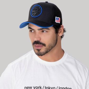 Imagem de Boné Country Cowboy Preto Aba Curva Trucker Masculino Feminino - Pampa