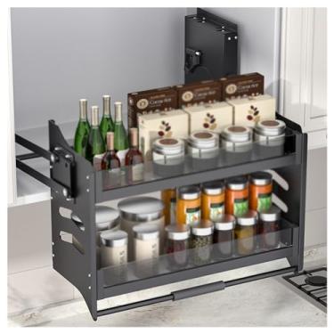 Imagem de Cesta de elevação de prateleira de cozinha retrátil, economia de espaço, adequada para armários de bar de cozinha e café, capacidade de carga 20 kg (61 x 26 x 53 cm)