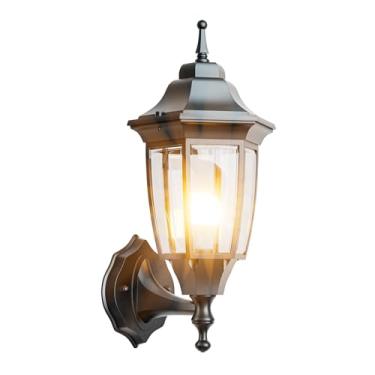 Imagem de EMART Luminária De Parede Externa Anticorrosiva, À Prova D'Água, De Alumínio E Vidro, Para Varanda Frontal, Luminária De Parede, Arandela Moderna Para Áreas Externas, Casa, Garagem - 1 Pacote, Pret