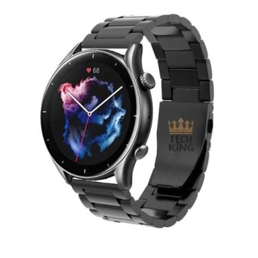 Imagem de Pulseira Elos Gomada Metal Para Gtr 3 / Gtr 3 Pro - TechKing, Preto