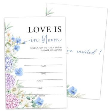 Imagem de Convites de chá de panela com envelopes, o amor está em flor, 25 convites florais de preenchimento para novos casais, decorações de festa de casamento e chá de panela -N14