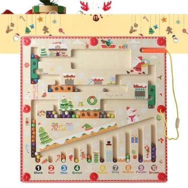 Imagem de Labirinto Magnético de Aventuras Montessori | Brinquedo Educativo Aprendendo Cores e Números | Brinquedo de Madeira Montessori (Natal)