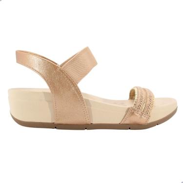 Imagem de Sandália Feminina Modare Tira Pronta Metalizado London Elástico Nude Ouro Rosado