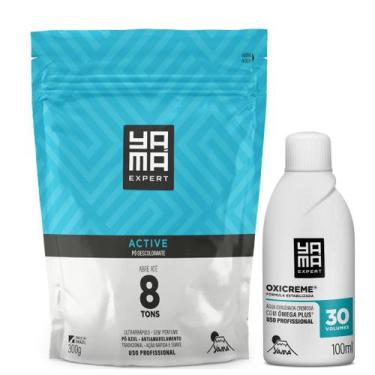 Imagem de Kit Yamá Pó Descolorante Active 300g e Água Oxigenada 30vol 100ml