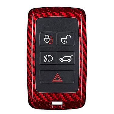 Imagem de Capa 100% fibra de carbono para Land Rover 2018 Key Fob, capa de fibra de carbono genuína para Land Rover Discovery 5 Range Rover Vogue/Sport 2018 Fob Remote Key, protetor de capa de chave de carro para homens e mulheresM.JVisun vermelho M.JVISUN-KC-C800LHB-LH1