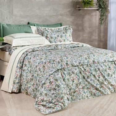 Imagem de Edredom King 100% Algodão Egípcio Percal 400 Fios - Flores e Borboleta