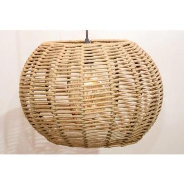 Imagem de Pendente Luminária Lustre Teto Bola Grande Corda 41x28 Com Fio - Fibra
