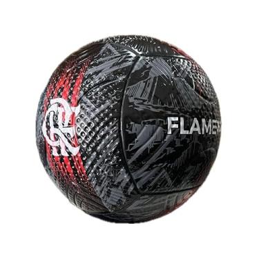 Imagem de Bola de Futebol Campo Flamengo Preta e Vermelha – Tamanho 5, Costurada, Alta Resistência