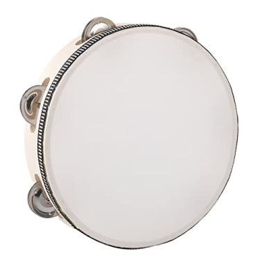 Imagem de Pandeiro para adultos Pandeiro de madeira com sino de tambor portátil de bétula jingles de metal percussão presente de percussão instrumento educacional musical para festa na igreja (15 cm)