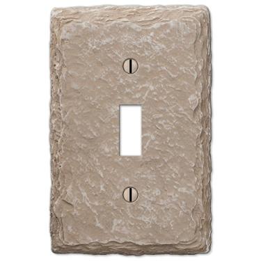 Imagem de Amerelle Placa de parede de resina duplex única de ardósia sintética em amêndoa, 1 botão grande, Ivory