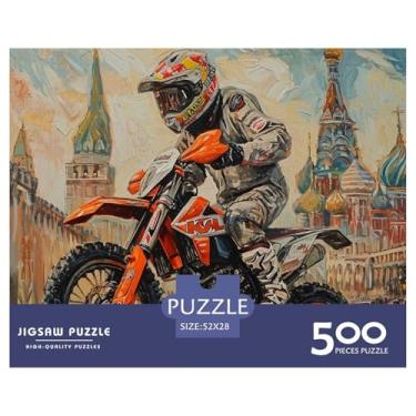 Imagem de Motocicleta Cross-Country para Adultos Divertido Quebra-cabeça 500 Peças Educativo Jogo Intelectual Decoração de Casa Brinquedo de Alívio de Estresse Desafio Educacional 500 peças (52 x 38 cm)