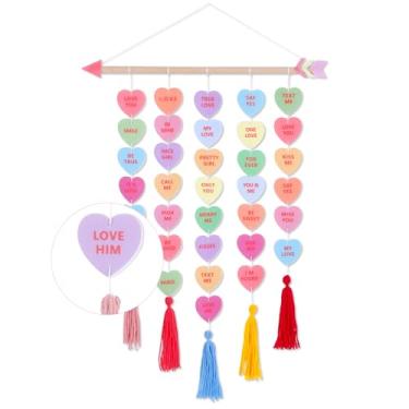 Imagem de EYNDYN Guirlanda De Borlas Para Dia Dos Namorados, Decoração Parede Estilo Boho, Corações Doces, Conversa Romântica, Cupido, Madeira, Com Feltro E Namorados