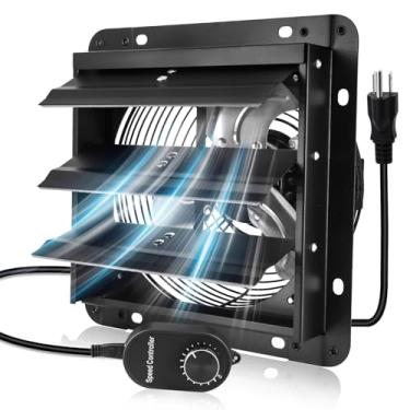 Imagem de Criditpid Exaustor De Veneziana 7" Com Interruptor Controlador Velocidade, Ventiladores Alta Ventilação 576 Cfm, 1700 Rpm Montados Na Parede Para Cozinha, Sótão, Frontão, Galpão E Garagem, Preto.