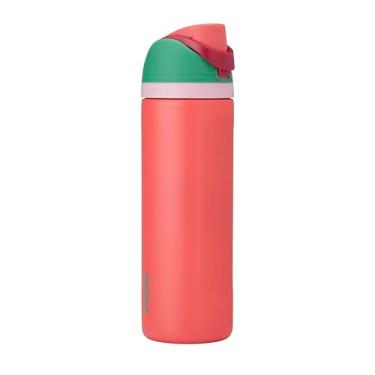 Imagem de Owala Garrafa de água de aço inoxidável isolada FreeSip com canudo para esportes, viagens e escola, garrafa de água esportiva sem BPA, 680 g, campo de morango