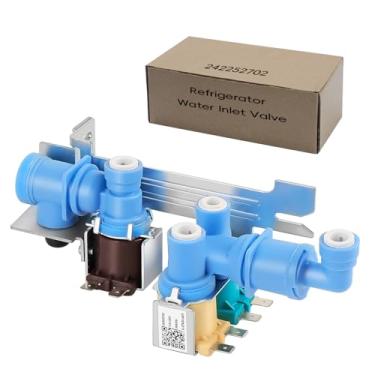 Imagem de 242252702 Válvula de entrada de água do refrigerador, substituição tripla da válvula de água do refrigerador, serve para Frigidaire, Kenmore, Electrolux, Crosley Fridge, Substitui 240531101 241734301
