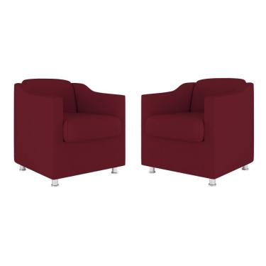 Imagem de Kit 02 Cadeiras Poltronas Decorativas Recepção Clinica Suede Cor:marsala