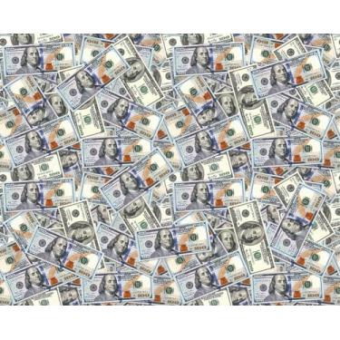 Imagem de Reateforin Papel de parede branco de notas de 100 dólares, adesivo de parede moderno americano de cem dólares USD, cole e descasque, mural de papel de parede removível para sala de estar 17,7 x 6,18 m