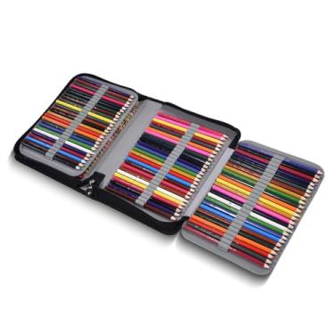 Imagem de YOUTHINK 150 Slots Capa de Lápis de Grande Capacidade, Bolsa de Caneta, Zíper de Tecido de Couro PU para Canetas Coloridas, Lápis de Desenho Com Alça Confortável, Escola Universitária, (BLACK)