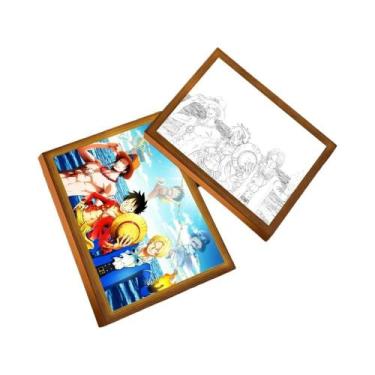 Imagem de One Piece Anime Zoro Luffy LED Night Light Pintura Moldura Decoração D