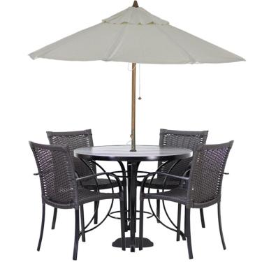 Imagem de Conjunto de 4 Cadeiras Ascoli e Mesa com Ombrelone em Alumínio para, Piscina, Edícula