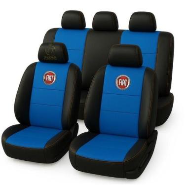 Imagem de Capa De Banco Couro Azul Automotivo Fiat Fiorino Strada Palio Mobi - T