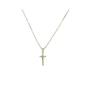 Imagem de Colar Crucifixo Banhado a Ouro 18K – Colar Religioso com Pingente de Cruz Delicado Masculino/Feminino