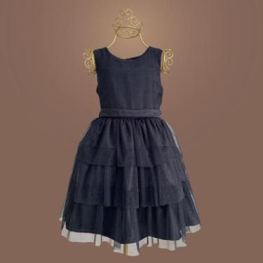 Imagem de Vestido Infantil Tule Glitter com Lastex - Laureh, Preto, 06