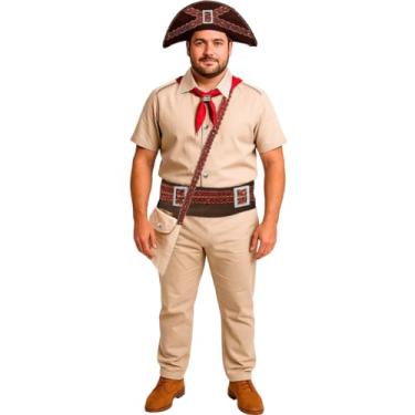 Imagem de Roupa Lampião Cangaceiro Adulto Plus Size Luxo Chapéu E Bolsa Festa Junina (XGG 48-50)